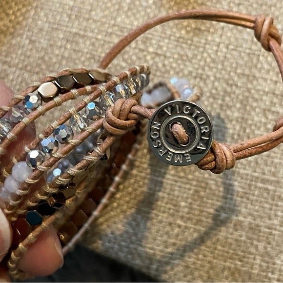 Victoria Emerson Bracelet wrap Bronze Beads with Crystals on Natural - Picture 3 of 6